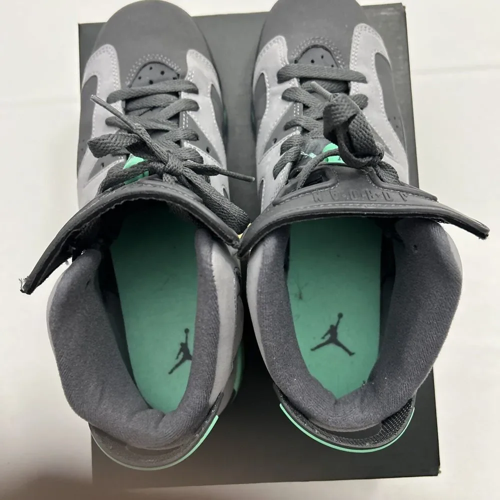 NIKE Men 6.5 AIR JORDAN‎ 6 RETRO GG GREY-GREEN GLOW 2933